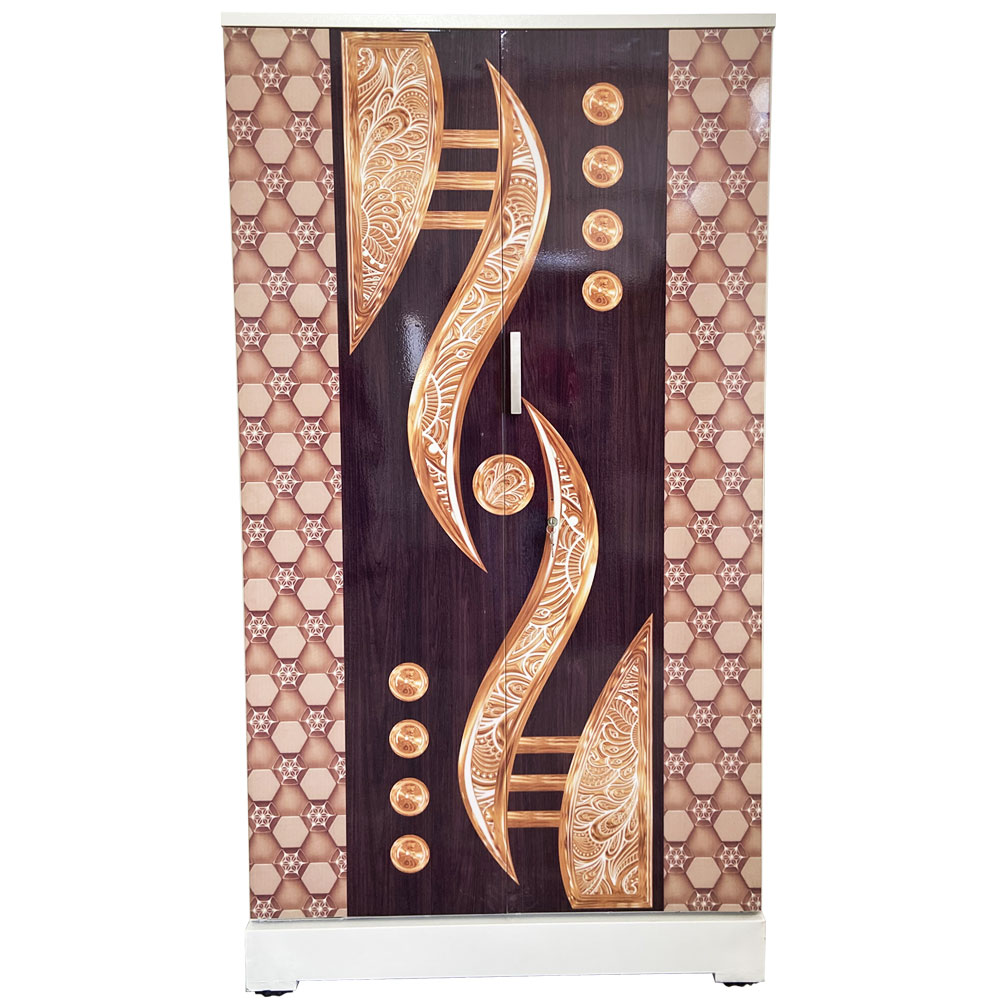 Akshaya Digital Cupboard - Golden Horn and Walnut Pentagon Wooden Style Finish