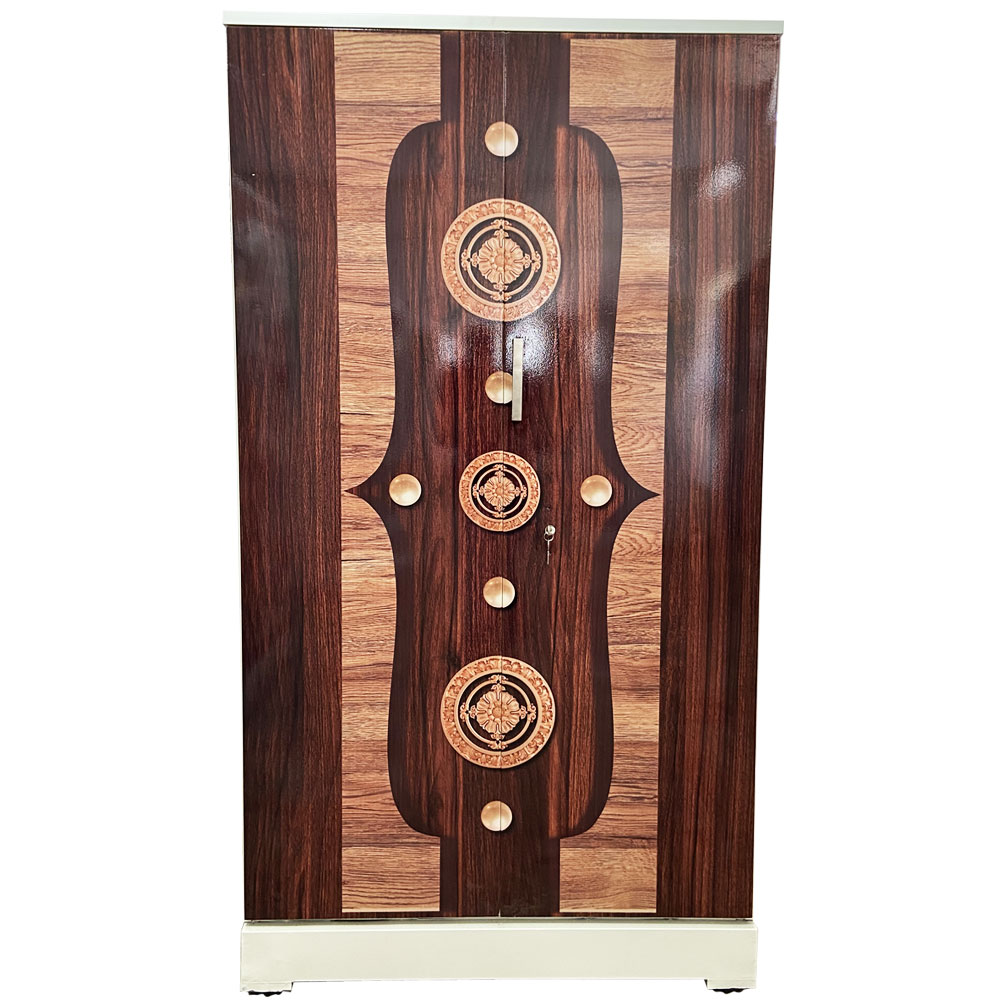 Akshaya Digital Cupboard - Luxury Walnut with Golden Circles and Pearl Wooden Style Finish