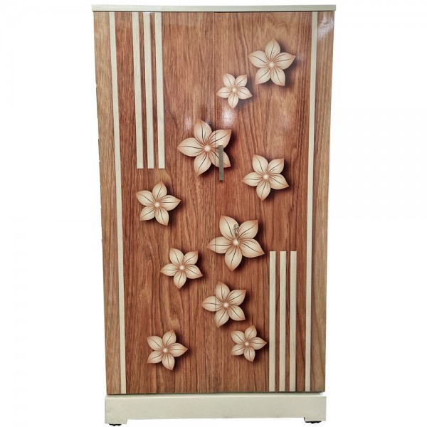 Akshaya Digital Cupboard - Teakwood Grains and Wooden Flowers Wooden Style Finish