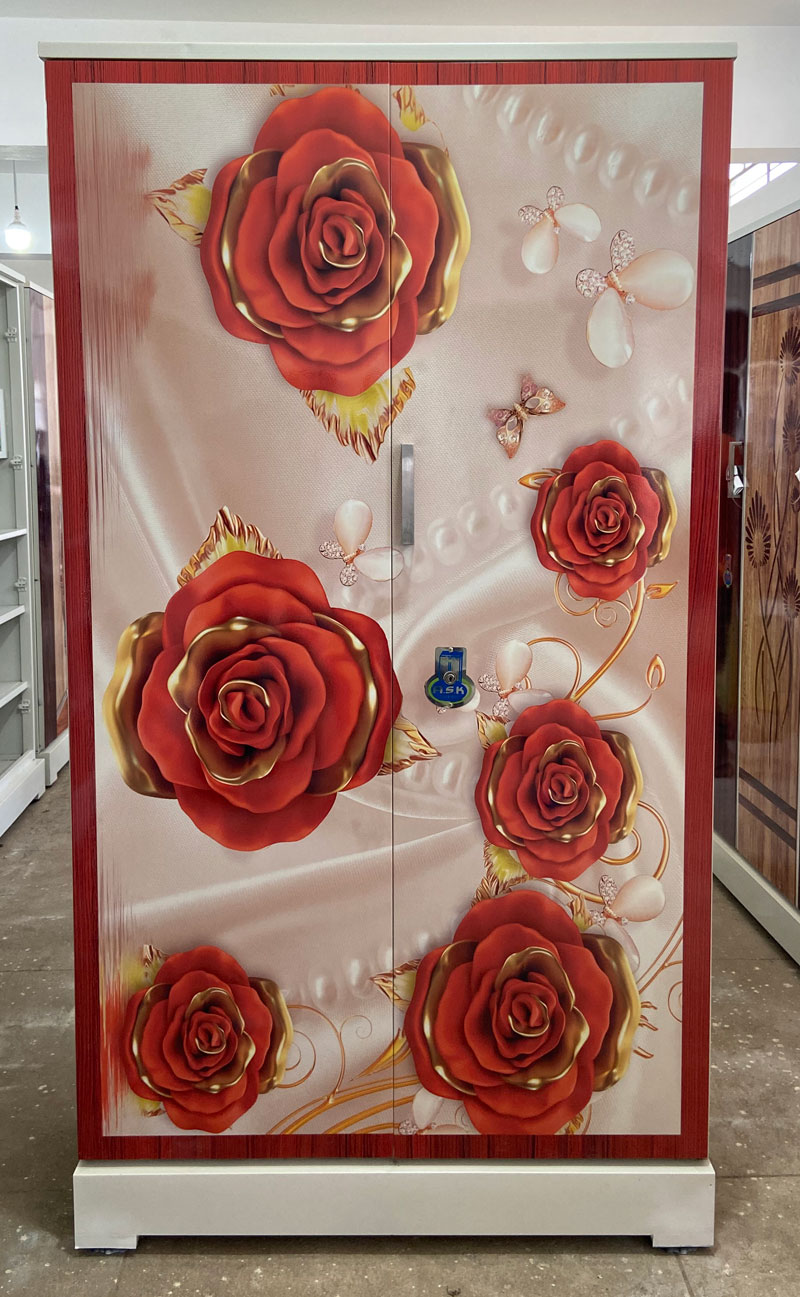 digital uv printed steel bero cupboard red roses pearls